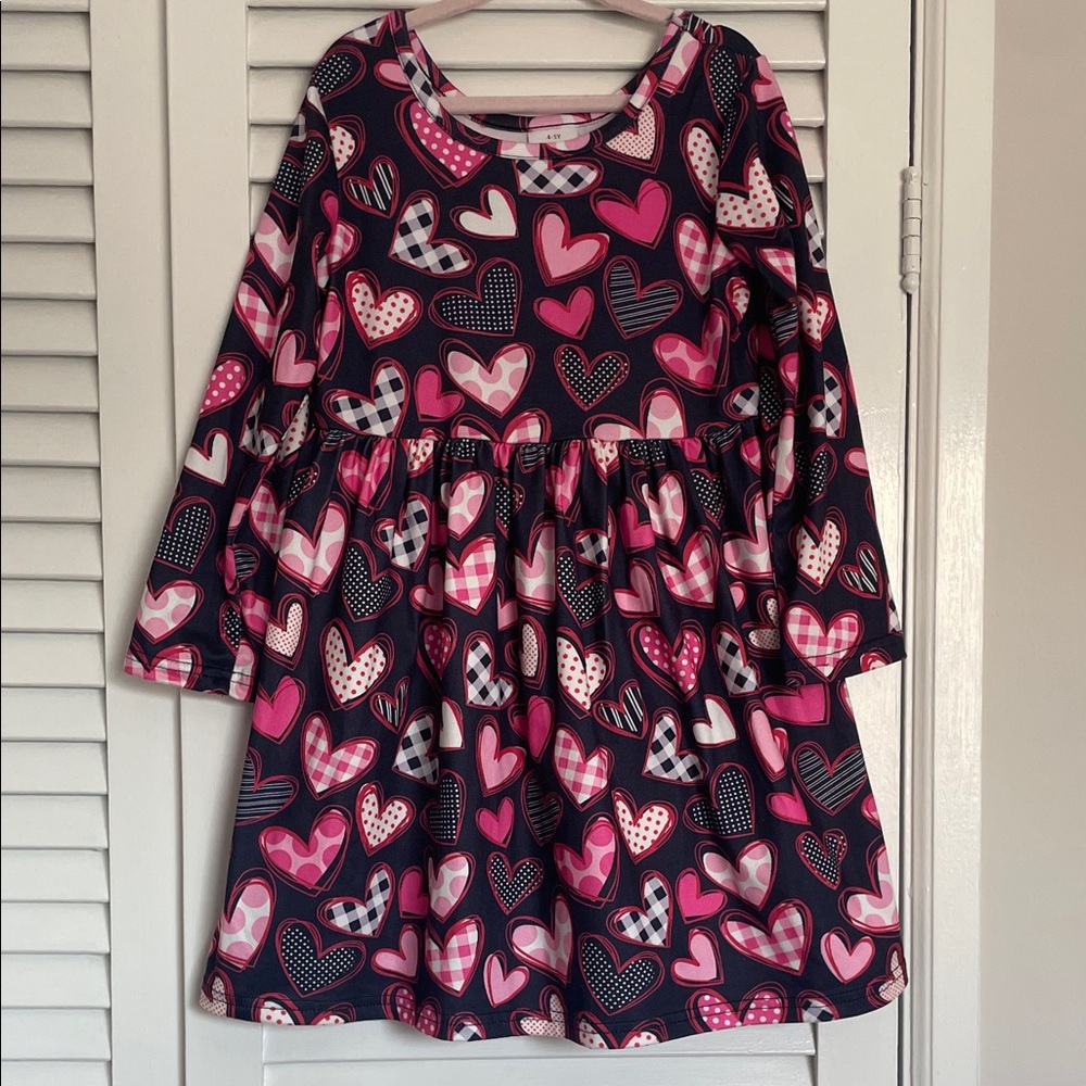Heart Patterned Kids Dress
